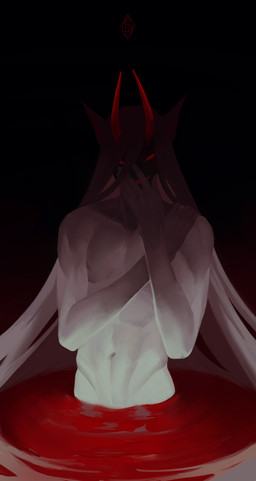 anthro blood bodily_fluids creepy creepy_smile dark hair hand_on_face long_hair looking_at_viewer male nipples nude simple_background smile solo cozydivan mammal 2022 absurd_res detailed digital_media_(artwork) half-length_portrait hi_res portrait shaded