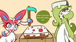 anthro cake dessert dialogue duo female feral food fur pink_body pink_fur speech_bubble teeth ram_g_thunder microsoft minecraft mojang nintendo pokemon xbox_game_studios eeveelution gardevoir generation_3_pokemon generation_6_pokemon pokemon_(species) sylveon animated hi_res sound webm