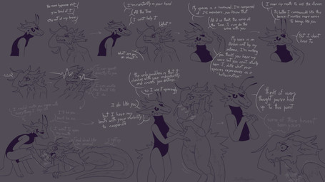 antennae_(anatomy) anthro big_breasts bodily_fluids bodysuit breasts butt claws clothed clothed/nude clothing compound_eyes dialogue dissociation drooling duo ear_piercing earpiece female female/female forced fur genitals greeting hair hallucination heartbeat heartbeat_line hivemind horn hypnosis illusion long_hair mind_break mind_control navel non-mammal_breasts non-mammal_ears non-mammal_hair non-mammal_navel non-mammal_vulva nude open_mouth piercing psychological_torture saliva saliva_string skinsuit slightly_chubby smile speech_bubble sweater tail teeth text thought_bubble tight_clothing tongue tongue_out topwear turtleneck turtleneck_bodysuit vulva pantheggon mythology arabella_(pantheggon) alien dragon furred_dragon furred_scalie mythological_creature mythological_scalie reptile scalie 2026 absurd_res comic digital_drawing_(artwork) digital_media_(artwork) english_text hi_res signature watermark