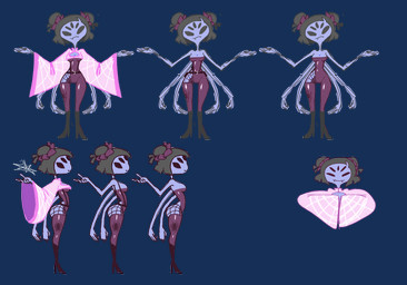 5_eyes 6_arms accessory alternate_costume anthro asian_clothing assassin belt biped black_hair blue_body boots breasts butt cleavage cleavage_cutout clothed clothing cute_fangs cutout fangs female fishnet_clothing footwear front_view hair hair_accessory hair_bun hair_ribbon high_heeled_boots high_heels long_arms medium_breasts multi_arm multi_eye multi_limb narrowed_eyes oversized_sleeves ribbons shoes short_hair shrug_(clothing) side_view simple_background skinsuit slim_female small_waist smile smirk solo spider_web standing teeth tight_clothing topwear transparent_background twin_buns wasp_waist wide_hips minus8 undertale undertale_(series) muffet arachnid arthropod spider 2026 alpha_channel digital_drawing_(artwork) digital_media_(artwork) hi_res model_sheet sketch