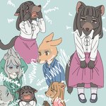 anthro bodily_fluids clothed clothing covering covering_ears crying female footwear group kemono male shoes tears ekaki510 dasyurid dasyuromorph grey_kangaroo kangaroo koala macropod mammal marsupial quokka red_kangaroo tasmanian_devil vombatiform 1:1