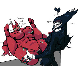 andromorph balls bent_legs big_balls big_penis bite_mark black_cum blood blush blush_lines bodily_fluids claws colored_blood colored_cum cum cum_while_penetrated duo genital_fluids genitals green_blood green_vulva growling heart_symbol intersex intersex/male legs_up male missing_eye moan multicolored_body muscular muscular_intersex on_platform penetration penis red_body scar scratch_mark simple_background skinny_male spread_legs spreading teeth tongue tongue_out unusual_blood unusual_bodily_fluids unusual_cum unusual_genital_fluids vaginal vaginal_penetration vulva white_background white_eyes anonymous_artist bendy_and_the_dark_revival bendy_and_the_ink_machine garten_of_banban banban_(garten_of_banban) bendy_the_dancing_demon hellish_banban_(garten_of_banban) clay_creature demon humanoid ink_demon ink_monster crossover hi_res