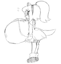 accessory anthro big_breasts bodily_fluids breasts clothed clothing female fur hair headband huge_breasts hyper hyper_breasts long_tail ponytail side_boob side_view simple_background solo sweat sweatdrop tail white_background trashybag sega sonic_the_hedgehog_(series) fan_character eulipotyphlan hedgehog mammal monochrome sketch