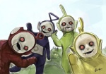 ambiguous_gender creepy group looking_at_viewer machine nightmare_fuel not_furry open_mouth red_eyes smile what_has_science_done unknown_artist slendytubbies teletubbies dipsy_(teletubbies) laa-laa_(teletubbies) po_(teletubbies) tinky_winky_(teletubbies) humanoid monster monstrous_humanoid robot teletubby