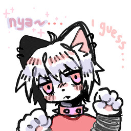 alternative_fashion ambiguous_gender anthro black_nose blush clothing collar ear_piercing hair kemono piercing pink_collar pink_eyes pink_inner_ear punk red_clothing red_shirt red_topwear shirt solo spiked_collar spikes text topwear white_ears white_hair anonymous_artist felid feline mammal 1:1 2022 aliasing bust_portrait digital_media_(artwork) english_text oekaki portrait
