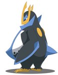 ambiguous_gender anthro beak blush looking_at_another pose side_view solo standing inahon485 nintendo pokemon empoleon generation_4_pokemon pokemon_(species) 2022 absurd_res hi_res