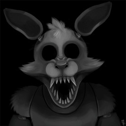 anthro black_background black_sclera cheek_tuft empty_eyes facial_tuft front_view fur glitch grey_body grey_fur grey_nose horror_(theme) light logo looking_at_viewer machine male pupils red_eyes simple_background solo text tuft white_pupils gaelfox five_nights_at_freddy's scottgames foxy_(fnaf) animatronic canid canine fox mammal robot 1:1 2014 2d_animation animated artist_logo bust_portrait colored digital_media_(artwork) english_description english_text lighting portrait shaded
