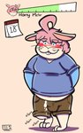 absurd_res anthro aroused belly edging edging_meter hi_res joshie_(calahootheyeen) lagomorph leporid male mammal meme no_nut_november rabbit salsa_squad slightly_chubby slightly_chubby_male solo