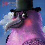 anthro clothing cloud feathers fluffy hat headgear headwear looking_at_viewer male sky smile solo top_hat xcoreus john_(xcoreus) avian bird 1:1 absurd_res character_name hi_res