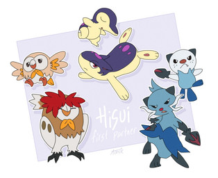 ambiguous_gender anthro black_ears black_tail blue_body blue_fur blue_tail brown_body brown_feathers brown_nose feathers feet feral flippers fur group purple_body purple_ears purple_fur red_nose shell tail talons tan_body tan_fur toes whiskers white_body white_feather white_fur wings aonik fakemon nintendo pokemon cyndaquil dartrix dewott generation_2_pokemon generation_5_pokemon generation_7_pokemon hisuian_form oshawott pokemon_(species) quilava regional_form_(pokemon) rowlet 2026