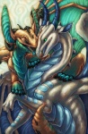 big_ears duo eyes_closed face_lick female feral green_eyes horn licking male membrane_(anatomy) membranous_wings open_mouth tongue tongue_out wings acidapluvia mythology akki_(acidapluvia) byzil dragon mythological_creature mythological_scalie scalie 2011