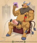 2021 3_tails anthro anthrofied ball_tuft biped bodily_fluids book bottle bovid bovine brown_background brown_body brown_fur brown_mane canister cattle container drooling ejaculation foreskin fur generation_1_pokemon generation_2_pokemon genitals glans hi_res hooves horn humanoid_genitalia humanoid_penis lovkuma lube machine magazine male mammal mane masturbation milking_machine miltank multi_tail multiple_orgasms musclegut muscular muscular_anthro muscular_male nintendo orgasm penetration penile penile_masturbation penis penis_milking penis_milking_machine picture_in_picture pink_body pink_fur pokemon pokemon_(species) pokemorph pornography pubes pubic_mound reading reading_book retracted_foreskin saliva signature simple_background sitting solo tail tail_tuft tauros text tongue tongue_out tube tuft unguligrade urethral urethral_penetration vein water_bottle