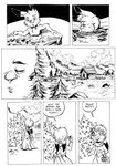 anthro bath cabin comic dialogue duo english_text female flashback forest hi_res jamil_gonzalez jasper_gold_(character) lagomorph leporid male mammal monochrome mountain nude partially_submerged plant rabbit samantha_gold sky skyscape text the_tale_of_jasper_gold tree water western wild_west