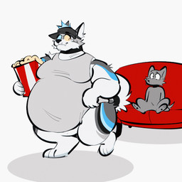 anthro belly big_belly big_butt big_moobs blue_body blue_fur blue_hair blue_inner_ear_fluff blue_pawpads blue_tongue bottomless bottomless_anthro bottomless_male butt butt_crush butt_smother butt_squish cheek_tuft claws clothed clothing curled_tail duo eating_popcorn eyes_closed facial_tuft fade_to_black finger_claws food fur fur_markings furniture grey_body grey_clothing grey_fur grey_shirt grey_tank_top grey_topwear grey_visor hair hand_on_butt hat headgear headwear heart_symbol heterochromia huge_belly huge_butt inner_ear_fluff looking_at_another looking_back looking_back_at_another male markings moobs multicolored_body multicolored_fur narrowed_eyes obese obese_anthro obese_male on_sofa open_mouth open_smile overweight overweight_anthro overweight_male pawpads popcorn popcorn_bucket red_sofa sharp_teeth shirt simple_background sitting sitting_on_another sitting_on_sofa smile smothering sofa speech_bubble squish tail tank_top teeth tongue tongue_out topwear tuft visor_cap white_background white_body white_fur wide_eyed bileshroom canid canine canis domestic_dog husky mammal nordic_sled_dog spitz 1:1 2d_animation animated pictographics