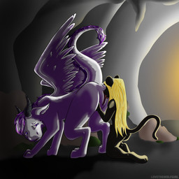 anthro cunnilingus duo feathered_wings feathers female feral from_behind_position genitals horn male male/female melanistic oral outside sex tail tongue vaginal vulva wings lovethewolfgirl mythology ahkira raknar dragon felid leopard mammal mythological_creature mythological_scalie pantherine scalie 1:1 absurd_res hi_res