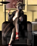 anthro big_breasts biped black_nose blonde_hair blue_eyes breasts chair claws clothing crossed_legs detailed_background feet female footwear fur furniture grey_body grey_fur hair high_heels huge_breasts looking_at_viewer mature_anthro mature_female nipples nude platform_footwear platform_heels shoes short_hair sitting solo toes vic34677 lykina_(character) canid canine canis mammal wolf 3d_(artwork) digital_media_(artwork)