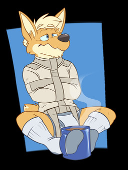 anthro beverage black_background blonde_hair blue_background blue_coffee_cup blue_eyes briefs clothing coffee coffee_cup container cup detailed_background footwear fur grey_nose grey_seam_briefs grey_straitjacket hair half-closed_eyes male narrowed_eyes orange_body orange_fur pantsless_male restraints simple_background socks solo steam straitjacket tan_body tan_fur tighty_whities underwear white_briefs white_clothing white_footwear white_socks white_underwear vir-no-vigoratus avery_(vir-no-vigoratus) canid canine canis domestic_dog herding_dog mammal pastoral_dog welsh_corgi 3:4