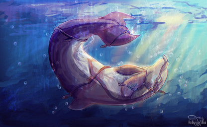 animal_genitalia animal_vulva bodily_fluids bubble cetacean_genitalia cetacean_vulva dorsal_fin female female_feral feral fin flippers flukes genital_fluids genitals grey_body mammary_slits plant solo tail tail_fin text tongue tongue_out underwater vaginal_fluids vines vulva water hollyvardia alamoya_(hollyvardia) aquatic cetacean dolphin mammal oceanic_dolphin toothed_whale 2025 artist_name dated hi_res