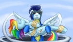 blue_body blue_feathers blue_fur comic duo equid equine eyewear feathered_wings feathers female feral friendship_is_magic fur goggles hair hasbro like_a_boss male mammal multicolored_hair multicolored_tail my_little_pony mythological_creature mythological_equine mythology pegasus pluckyninja rainbow_dash_(mlp) rainbow_hair rainbow_tail soarin_(mlp) tail wings wonderbolts_(mlp)