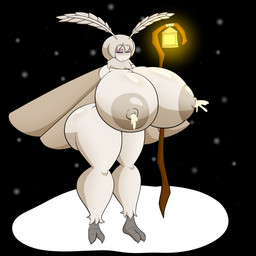 anthro areola big_breasts big_butt bodily_fluids breasts butt eyes_closed female huge_breasts huge_butt hyper hyper_breasts lactating lamp lantern nipples november_fluff nude staff white_areola white_nipples ultrazeta120 arthropod insect lepidopteran moth 1:1 hi_res