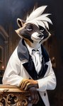 anthro clothed clothing fur looking_at_viewer male solo thewyvernsweaver last_fables rongen_(last_fables) mammal procyonid raccoon 2024 absurd_res hi_res