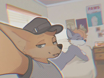 after_sex anal anal_penetration anthro backsack balls bed big_butt blue_body blue_fur bodily_fluids brown_body brown_fur butt camera clothed clothed/nude clothing cuddling cum cum_in_ass cum_inside duo footwear from_behind_position fur furniture genital_fluids genitals hair happy hat headgear headwear humanoid_genitalia humanoid_penis inside internal larger_penetrated male male/male male_penetrated male_penetrating male_penetrating_male music nude on_bed penetration penile penile_penetration penis penis_in_ass perching_position perineum recording sex shirt size_difference skinny smile socks tail topwear sound_warning zinsockhyr affax canid canine canis fox mammal wolf 2d_animation 4:3 animated frame_by_frame long_playtime sound tagme webm