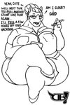 anthro big_breasts breasts cleavage clothed clothing crossed_legs curvy_figure dialogue eyewear female fully_clothed glasses hair hair_bun holding_object horn markings mature_anthro mature_female mole_(marking) overweight overweight_anthro overweight_female pen simple_background sitting solo speech_bubble text thick_thighs tight_clothing voluptuous white_background wide_hips writing_utensil darkboss mammal rhinoceros 2020 2:3 black_and_white english_text monochrome