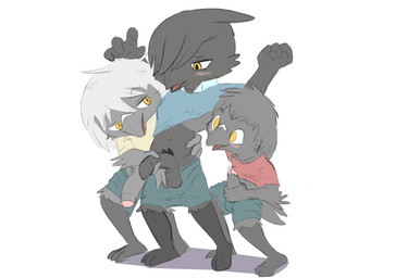 anthro balls blush bottomwear bottomwear_down clothed clothing clothing_lift clothing_pull comparing comparing_penis foreskin genitals group handjob hands_up male male/male masturbation navel navel_piercing open_mouth pants pants_down partially_clothed penile penis piercing retracted_foreskin sex shirt shirt_lift shirt_pull shirt_pulled_up tapering_penis topwear topwear_pull touching_penis trio sonu_sox twerpishimp avian bird corvid oscine passerine absurd_res hi_res