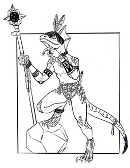 4_fingers 4_toes accessory ankle_band anthro arm_tattoo armor black_line_art bottomwear claws clothed clothing collar digitigrade feet fingers front_view furgonomics headgear helmet holding_object holding_staff loincloth looking_up loose_feather male mouth_closed pupils ring_(jewelry) rock sheathed_weapon simple_background skimpy slit_pupils solo staff standing tail tail_accessory tailband tattoo thinking_pose three-quarter_view toe_claws toes topless tribal white_background wristband 4chan_anon lizardman scalie 2025 black_and_white digital_drawing_(artwork) digital_media_(artwork) full-length_portrait hi_res monochrome portrait