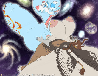 absurd_penetration absurd_size_difference anthro areola balls barbell_piercing beak belly big_areola big_balls big_breasts big_knot big_nipples big_penis blue_belly blue_body blue_hair bracelet braided_hair breasts brown_body brown_eyes brown_feathers brown_fur brown_hair confident_expression cosmic_background curvy_figure cutaway digitigrade duo ear_piercing ear_ring extreme_size_difference feathered_wings feathers female floating fluffy fluffy_tail fur galaxy genitals gold_(metal) gold_bracelet gold_ear_ring gold_jewelry gold_piercing gynomorph hair hand_on_belly hand_on_breast hand_on_penis huge_areola huge_balls huge_breasts huge_knot huge_nipples huge_penis hyper hyper_balls hyper_genitalia hyper_knot hyper_penetration hyper_penis intergalactic_macro intersex intersex/female jewelry knot logo looking_pleasured macro muscular muscular_intersex nipple_dip nipple_piercing nipples open_mouth penetration penis piercing pink_nipples pink_tongue ponytail ring_piercing size_difference space stretched_vagina tail tail_tuft tan_balls tan_body tongue tuft vaginal vaginal_penetration white_body white_fur wings womb_tattoo knockedoutdragon mythology lythissa toby_(toby222) avian canid canine fox gryphon mammal mythological_avian mythological_creature artist_logo hi_res watermark