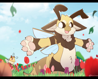 2_antennae antennae_(anatomy) anthro belly_tuft black_bars blush blush_stickers claws cloud cybernetic_eye cybernetics emoji emoji_clothing finger_claws flower fur fur_tuft grass group horn insect_wings leaf machine multicolored_horn outside pawpads pink_tongue plant sky striped_horn stripes tail tongue tuft tulip_(flower) two_tone_horn wings yellow_body yellow_fur yellow_tail nikowari_(artist) microsoft minecraft mojang mythology vtuber xbox_game_studios cookie_(ivycomb) i.v._(ivycomb) arthropod bee creeper_(minecraft) dragon hybrid hymenopteran insect lepidopteran moth mythological_creature mythological_scalie scalie 5:4 absurd_res hi_res letterbox signature nonbinary_(lore)