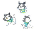 clothed clothing eyebrows hair raised_eyebrow simple_background smile topwear white_body beezii undertale undertale_(series) temmie_(undertale) canid canine felid feline mammal tem hi_res