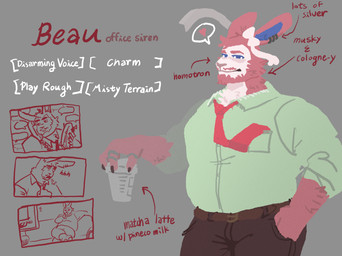 anthro beard belt bottomwear bow_ribbon clothing coffee_cup container cup ear_piercing ear_ring electronics facial_hair green_clothing green_shirt green_topwear heart_symbol male mature_male mustache necktie office_worker overweight overweight_male pants phone phone_call piercing red_necktie ring ring_piercing shirt simple_background solo text topwear burrrnt nintendo pokemon beau_(burrrnt) eeveelution generation_6_pokemon pokemon_(species) sylveon 2025 colored digital_media_(artwork) english_text hi_res sketch_page