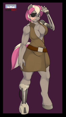 2_artificial_limbs alternate_universe amputee anthro biceps biped breasts clothed clothing cybernetic_arm cybernetic_leg cybernetic_limb cybernetics disability eye_patch eye_scar eyewear facial_scar female hair hooves looking_at_viewer machine multicolored_hair muscular muscular_anthro muscular_female pink_hair robotic scar solo standing tail two_tone_hair white_hair kloudmutt fallout fallout_equestria foe:_heroes friendship_is_magic hasbro microsoft my_little_pony fan_character hired_gun_(fallout_equestria) silver_storm_(fallout_equestria) cyborg earth_pony equid equine horse mammal pony 2013 crossover digital_media_(artwork) hi_res