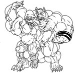 4_toes 5_toes anal anthro anthrofied balls beak belly big_balls big_belly big_muscles big_penis body_hair chest_hair duo erection feet fist flexing genitals huge_balls huge_muscles huge_penis humanoid_genitalia humanoid_penis hyper hyper_balls hyper_genitalia hyper_muscles hyper_penis looking_at_another male musclegut muscular nipples nude open_mouth penis plantigrade raised_arm size_difference smile standing toes vein veiny_penis fierglief nintendo pokemon cawaden corviknight felid feline generation_8_pokemon mammal pokemon_(species) 2020 absurd_res hi_res monochrome