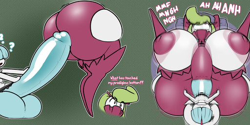 balls big_balls big_breasts big_butt big_penis blue_hair breasts butt clothing duo female genitals green_hair grey_background hair huge_penis maid_uniform male nipples penis sex simple_background text uniform vulva norithics nintendo pokemon generation_3_pokemon generation_7_pokemon pokemon_(species) ralts shiny_pokemon tsareena 2025 hi_res