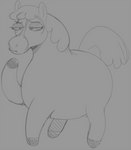 eyebrows female feral half-closed_eyes hooves lidded_eyes narrowed_eyes raised_hoof solo standing sbshouseofpancakes centaurworld netflix horse_(centaurworld) equid equine horse mammal 2022 digital_media_(artwork) greyscale monochrome sketch