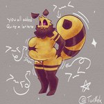 abdominal_bulge anthro belly belly_expansion belly_grab expansion fully_inside fur male male_pred onomatopoeia overweight pupils sentient_fat slightly_chubby slightly_chubby_anthro slosh sloshing_belly solo sound_effects star text unusual_pupils vore weight_gain x_pupils yellow_body yellow_fur tur0_dx meli_(tur0_dx) arthropod bee hymenopteran insect 1:1 hi_res