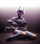 abs anthro bell bra breasts cleavage cleavage_cutout clothed clothing collar cutout female looking_away machine metallic_body muscular muscular_female solo underwear wheel zzzhadozzz merell_(d0munit) domestic_cat felid feline felis mammal robot 2021 absurd_res hi_res