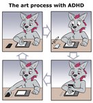 anthro cellphone directional_arrow distracted drawing drawing_tablet electronics hair male narrowed_eyes phone smartphone solo sound_effects text shreddyfox shreddy_(shreddyfox) canid canine fox mammal 2021 absurd_res comic english_text hi_res