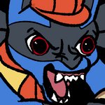 1:1 2020 ambiguous_gender angry anthro bared_teeth big_eyes blitzdrachin canid clothing conditional_dnp digital_media_(artwork) emote fangs generation_4_pokemon hat headgear headwear lucario mammal nintendo open_mouth pokemon pokemon_(species) reaction_image red_eyes scrunchy_face semi-anthro sharp_teeth snarling solo teeth tongue wide_eyed