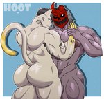 5_fingers abs anthro arm_scar arm_tattoo back_muscles balls barely_visible_balls barely_visible_genitalia big_butt big_pecs black_hair blind_eye blue_background butt cheek_tuft duo eye_scar facial_scar facial_tuft fingers fur genitals grey_hair hair hand_holding hand_on_hand looking_back male male/male mask mask_only mouth_closed muscular muscular_anthro muscular_arms muscular_human muscular_legs muscular_male neck_tattoo nude nude_anthro nude_human nude_male pecs red_mask scar simple_background standing tail tattoo tuft wearing_mask white_body white_fur dg254 epic_games fortnite meowdas domestic_cat felid feline felis human mammal 2025 absurd_res english_description hi_res