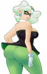 accessory amber_eyes big_butt blush bow_(feature) bow_accessory bow_ribbon breasts bubble_butt butt clothed clothing curvy_figure ear_piercing female gloves green_hair hair hair_accessory hair_bow hair_ribbon handwear legwear looking_at_viewer looking_back open_mouth piercing ribbons short_hair simple_background solo standing stockings thick_thighs tight_clothing voluptuous white_background wide_hips eikasianspire nintendo splatoon marie_(splatoon) animal_humanoid cephalopod cephalopod_humanoid humanoid inkling marine marine_humanoid mollusk mollusk_humanoid 2015 hi_res