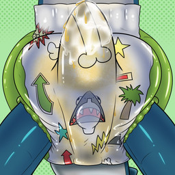 anthro bodily_fluids clothed clothing cum cum_in_diaper diaper diaper_fetish erection erection_in_diaper genital_fluids inflatable inflatable_diaper male pattern_diaper pool_toy pull-ups_(diaper) simple_background solo tail unclean_diaper urine used_diaper wearing_diaper wet_diaper zombineko skipper_(zoran) animate_inanimate dinosaur living_inflatable prehistoric_species reptile saurischian scalie theropod tyrannosaurid tyrannosauroid tyrannosaurus tyrannosaurus_rex 1:1