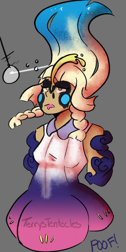 4_missing_limbs amputee blonde_hair blue_cheeks blue_hair bodily_fluids braided_hair clothing disability drooling female floating green_eyes grey_background hair hypnosis mind_control not_furry pigtails saliva simple_background smoke solo sparkles species_transformation sweat tired transformation transformation_through_hypnosis terrystentacles nintendo pokemon lillie_(pokemon) pokemon_trainer cosmog generation_7_pokemon legendary_pokemon pokemon_(species) waddling_head 2018 watermark