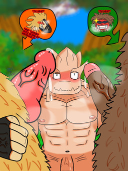 abs animal_genitalia animal_penis anthro aroused balls beast_mode bodily_fluids brown_body brown_fur brown_hair brush canine_genitalia canine_penis cum embarrassed erection eyewear fur genital_fluids genitals grin group hair horn humanoid_genitalia humanoid_penis knot knotted_penis leaking_precum male male/male mask nipples nude penis precum smile solo_focus sunglasses trio vein veiny_penis wearing_mask yellow_body yellow_fur soul_d_raws my_hero_academia hound_dog_(my_hero_academia) jurota_shishida koji_koda canid canine human humanoid mammal 2025 3:4 digital_drawing_(artwork) digital_media_(artwork) hi_res
