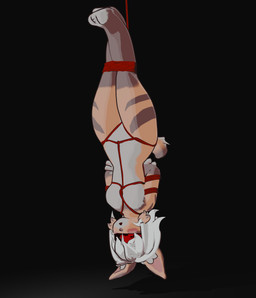 bdsm blindfold bondage bound breasts female hair short_tail simple_background tail thick_thighs upside_down white_hair wide_hips felinegirl blender_eevee lynx_(felinegirl) felid feline lynx mammal 3d_(artwork) absurd_res blender_(artwork) digital_media_(artwork) hi_res huge_filesize superabsurd_res