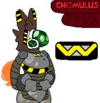 antenna_wire anthro brown_body brown_fur caution_stripes chest_markings company_logo fur green_visor holographic_tail machine markings orange_tail oscilloscope robotic_arms solo tail chromulus alien_(franchise) weyland_yutani protogen robot hi_res