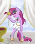 alcohol beverage clothing container cup drunk female food footwear fruit goblet grape plant roman sandals shoes solo spillage splash standing substance_intoxication tail toga wine bamboodog friendship_is_magic hasbro my_little_pony berry_punch_(mlp) earth_pony equid equine horse mammal pony