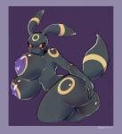 2017 anthro anthrofied areola big_areola big_breasts big_butt big_eyes black_body black_eyes black_skin breasts butt curvy_figure eeveelution female generation_2_pokemon hi_res huge_areola huge_breasts huge_butt hyper hyper_breasts looking_back marrazan nintendo nipples nude pokemon pokemon_(species) pokemorph purple_areola purple_nipples red_sclera solo thick_thighs umbreon